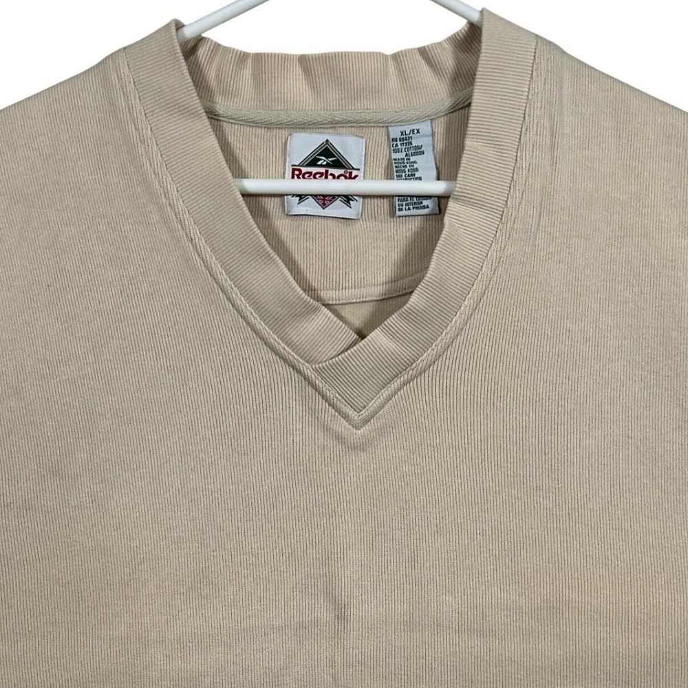 Vintage Reebok‎ Golf Sweater Vest Mens XL Cream Tan V-Neck 100% Cotton Hong Kong